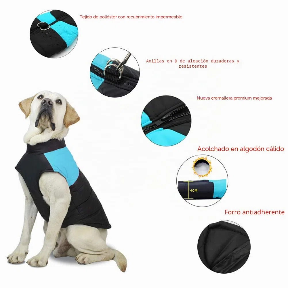 FEimaX Abrigo para Perro Impermeable Chaqueta Cálido de Invierno y Otoño, Ropa de Algodón para Perros Pequeños Medianos y Grandes Mascotas Chaleco de Cachorro y Gato para Clima Frio