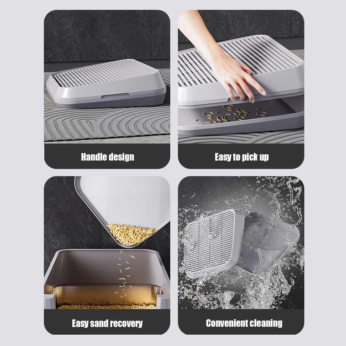 Escalón para Caja De Gatos | Bandeja Antiderrapante para Evitar Rastros De con Rampa - Bandeja Antirrastreo Doble Capa para Mascotas Pequeñas Y Mayores