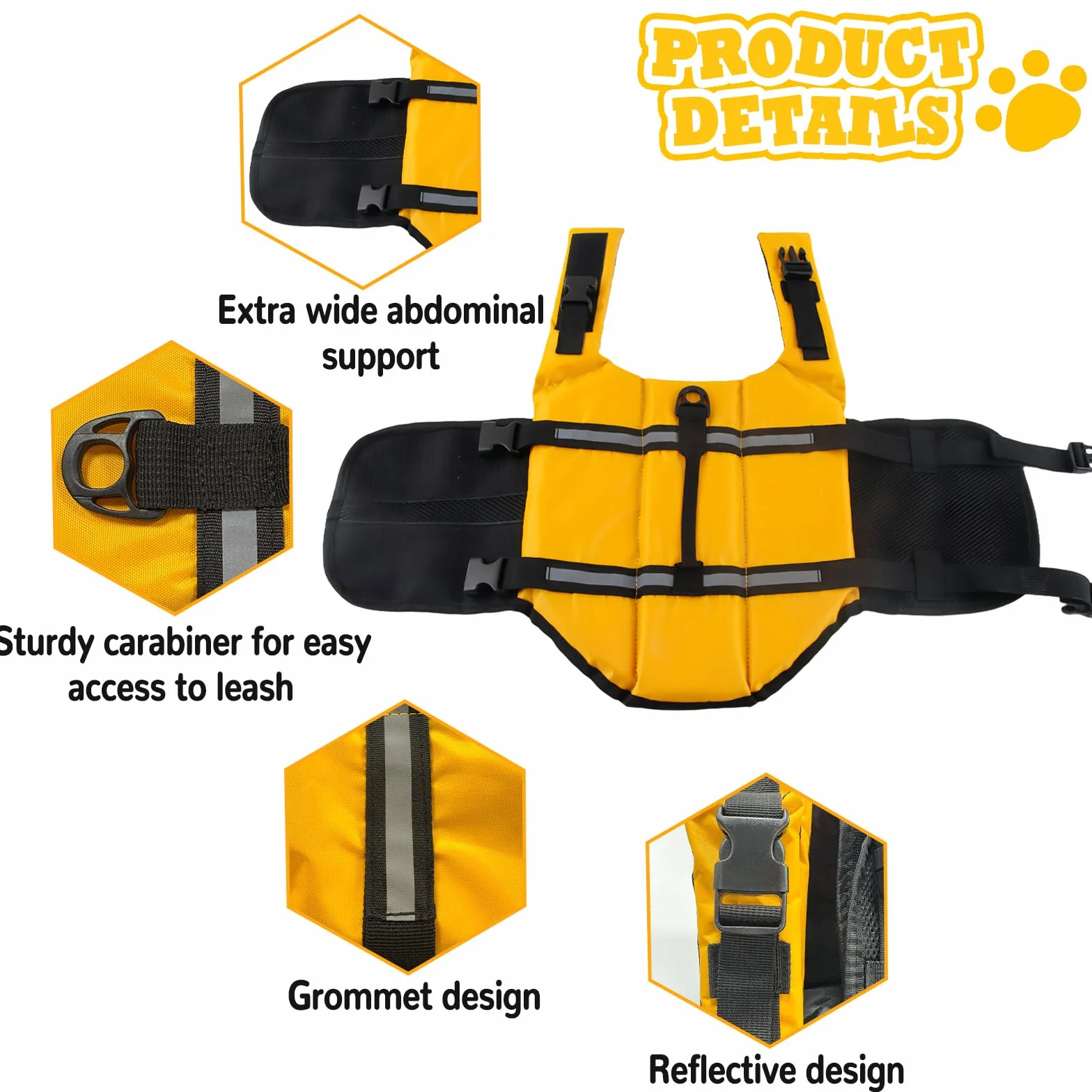 Chaleco Salvavidas para Perros, FainFun Chaleco Flotador para Perros Grandes Pequeños Medianos Naranja, Que Nadan en el Agua (Amarillo, Large)