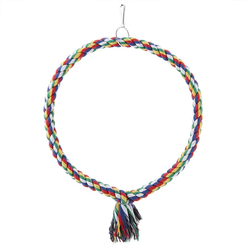Compras Locas Columpio para Loros, Cuerda Circular con Forma de Anillo, Columpio Colorido, Juguete para Masticar, Soporte para Percha, Juguete para Loros, Reduce el(Large Diameter 25cm)