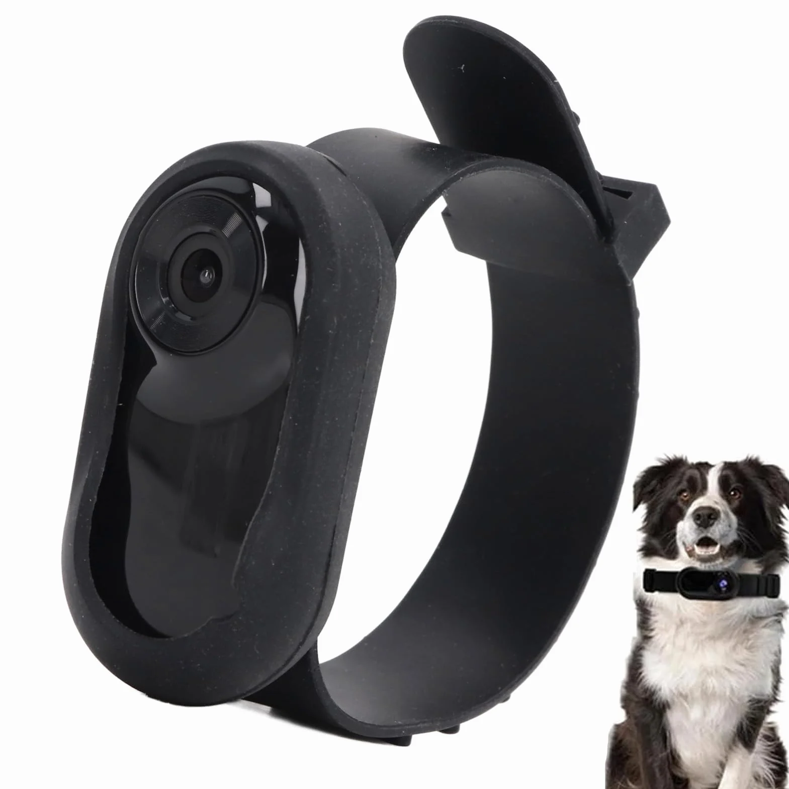 Goshyda Cámara para Collar para Mascotas, HD 1080P, Cámara para Collar para Gatos, Cámara para Collar para Perros con Gran Angular de 120 °, Mini Cámara de Acción para Registros de (Black)