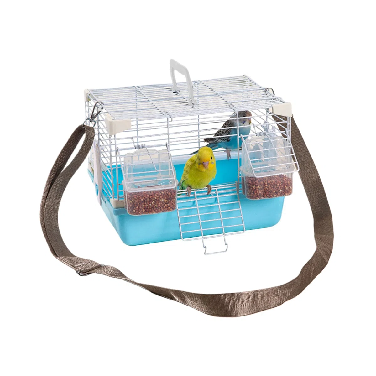 Jaula para loros, jaula de viaje para pájaros con correa para el hombro y bandeja inferior extraíble, jaulas portátiles para animales pequeños, para cacatúas, peonías, perlas, municiones