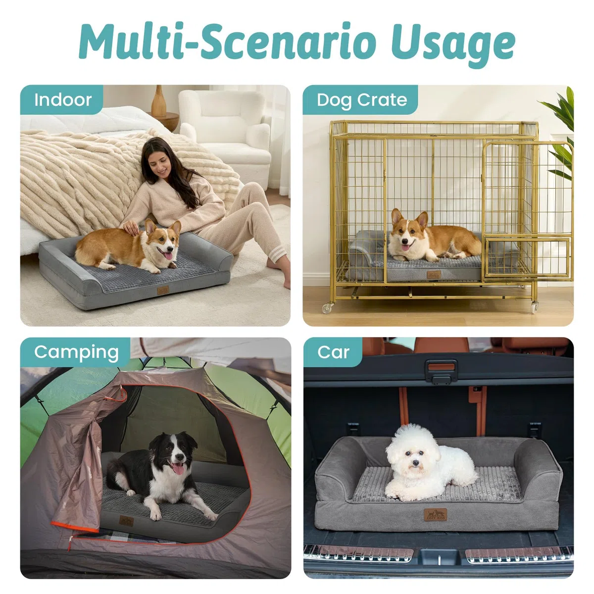 Cama ortopédica Cosy Kiss para Perros extragrandes, sofá XXL para Perros extragrandes, Acolchado de Espuma de Gran Soporte, Funda Impermeable y Base Antideslizante, Gris