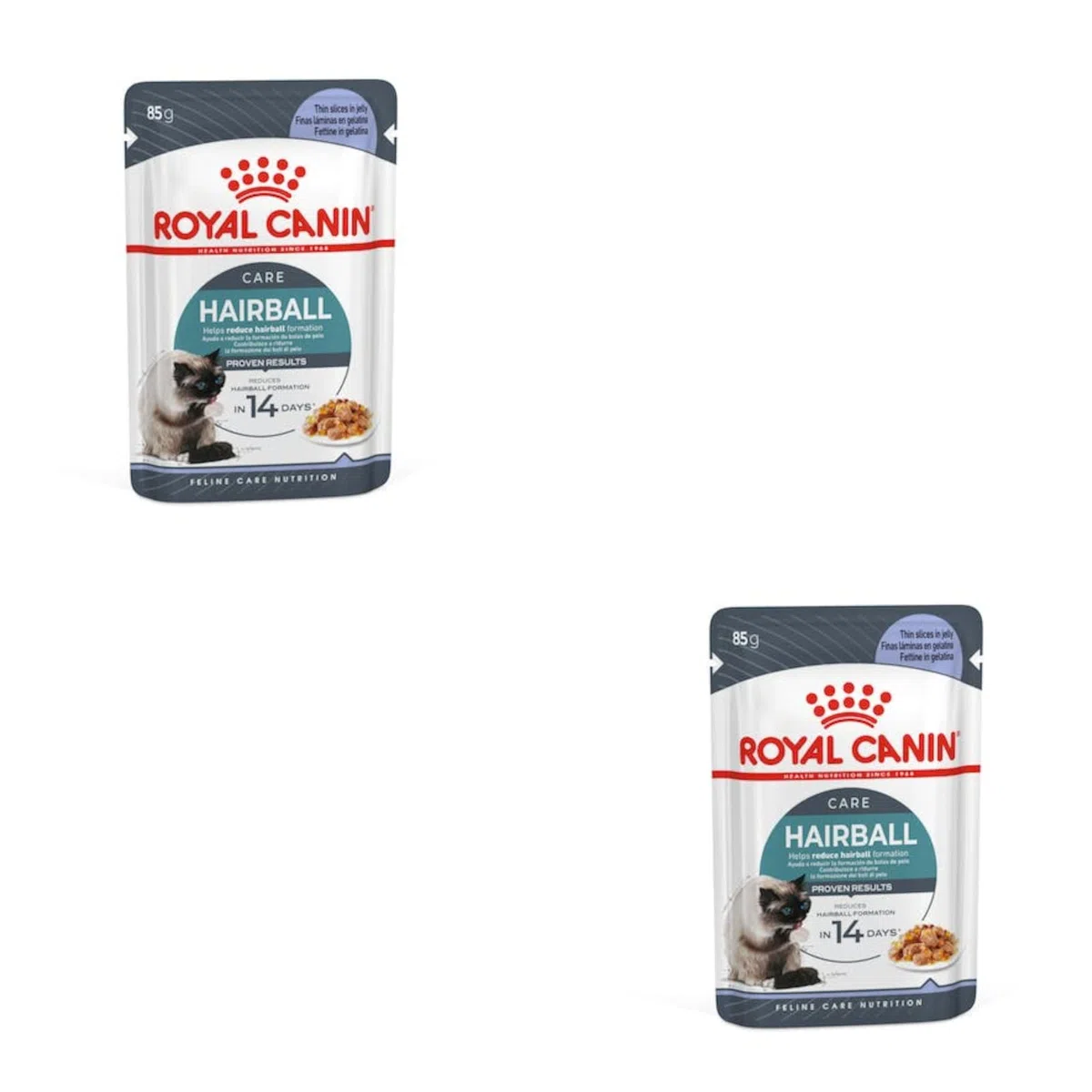 Royal Canin Hairball Care Jelly | Paquete Doble | 2 x 12 x 85 g | Alimento Completo para Gatos (trozos Finos en gelatina) | Puede Ayudar a Reducir la formación de Bolas de Pelo