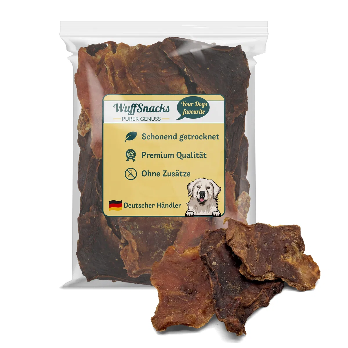 Deshidrato de ternera para perros | 2,5 kg | carne de perro deshidratada | 100% carne de res | carne de vacuno natural y seca | baja en grasa y rica en proteínas | carne seca de ternera de Wuffsnacks