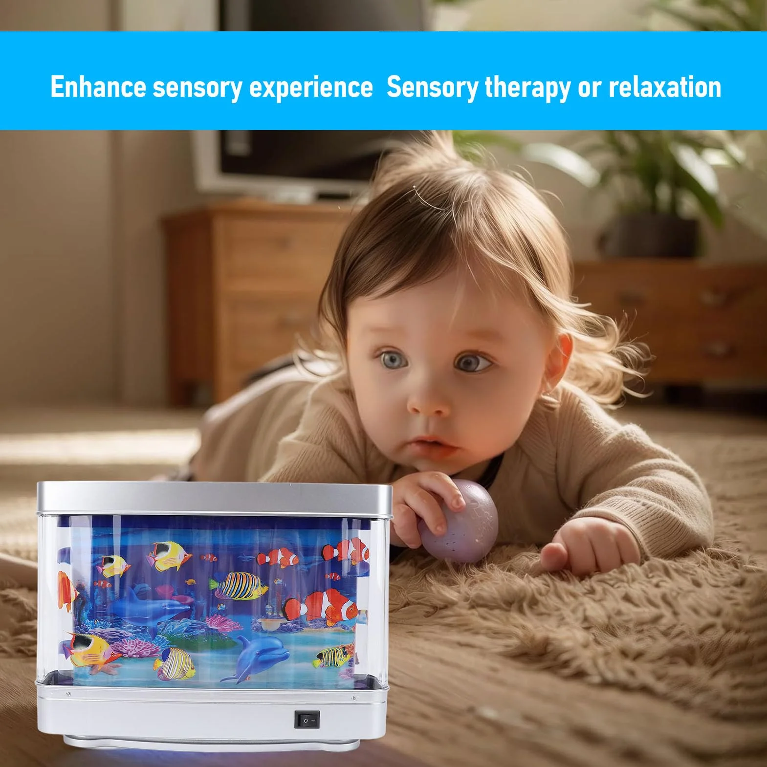 Mini Pecera Falsa de Simulación, Enchufe USB 5V en una Lámpara Decorativa Falsa de Acuario con Pescado en Movimiento para Niños bebé