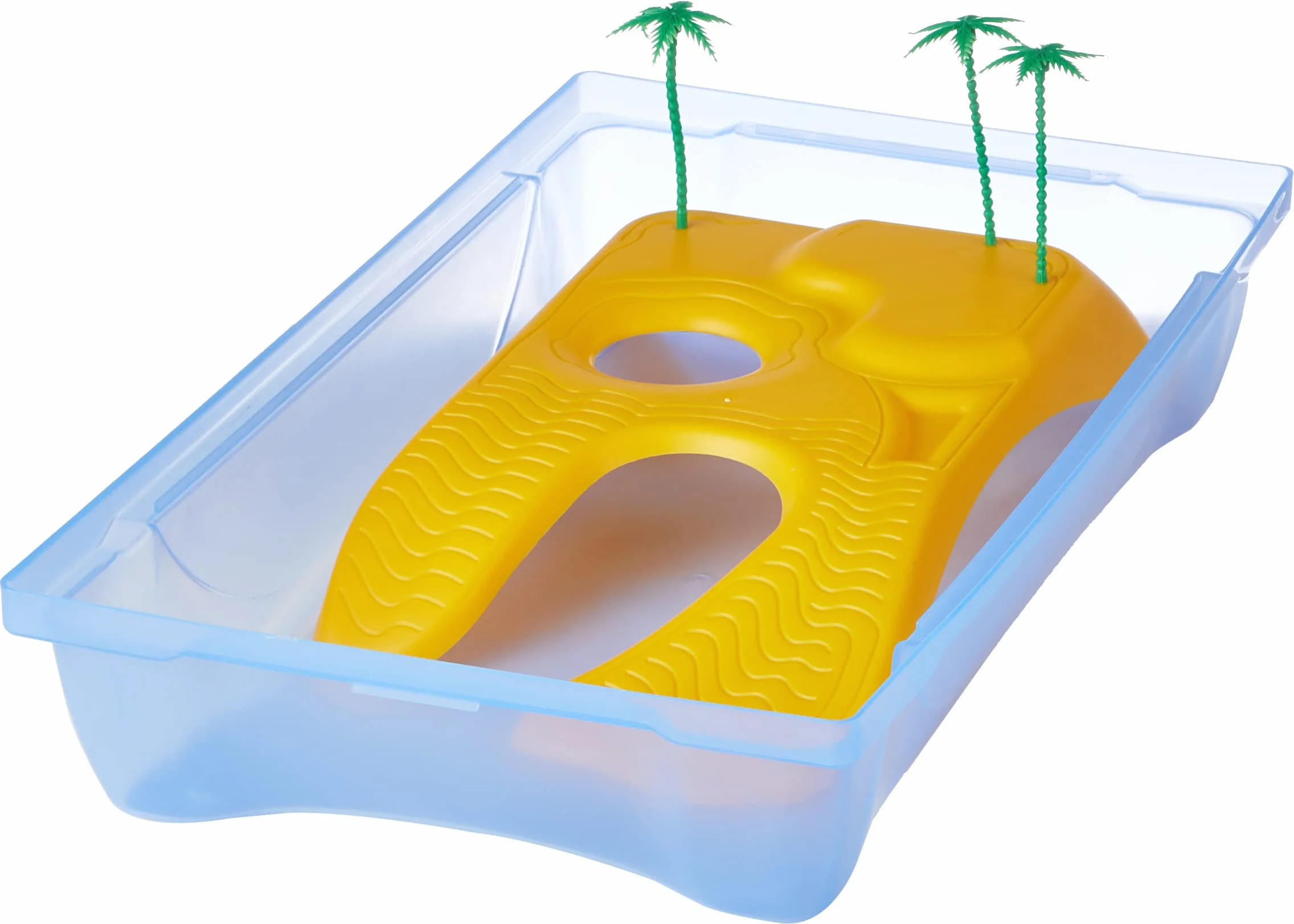 Arquivet Tortuguera Kleo - Acuaterrario Isla con Palmeras para Tortugas - Tortuguero de plástico - Tortuguero para casa y jardín - Tortugas Adultas y crías - 57 x 33 x 25 cm