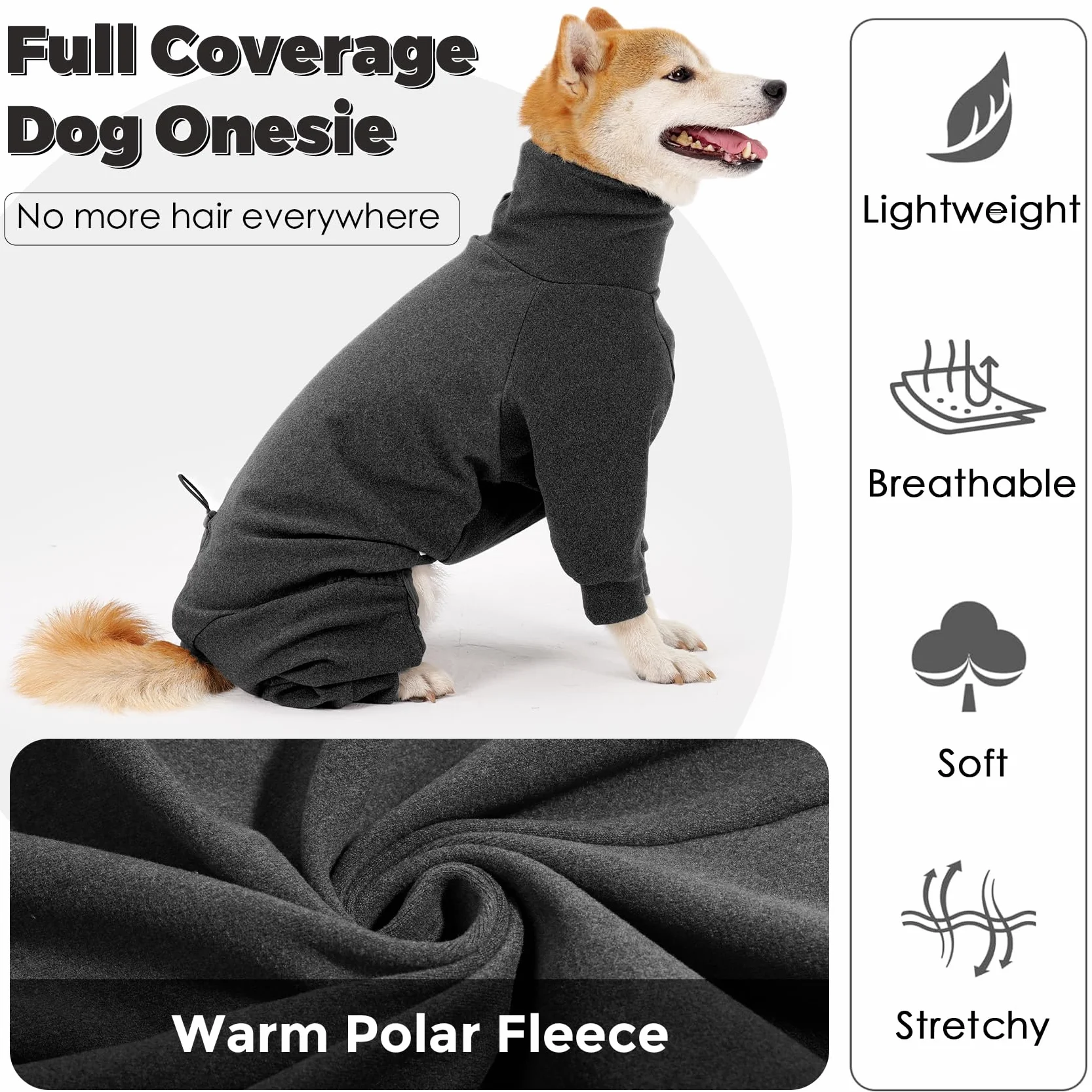 Dotoner Abrigo de Forro Polar cálido de Cuatro Patas para Perro,Abrigo de Invierno para Perro,Resistente al Viento,Cuerpo Completo,Acogedor Pijama Traje para pequeños,medianos y