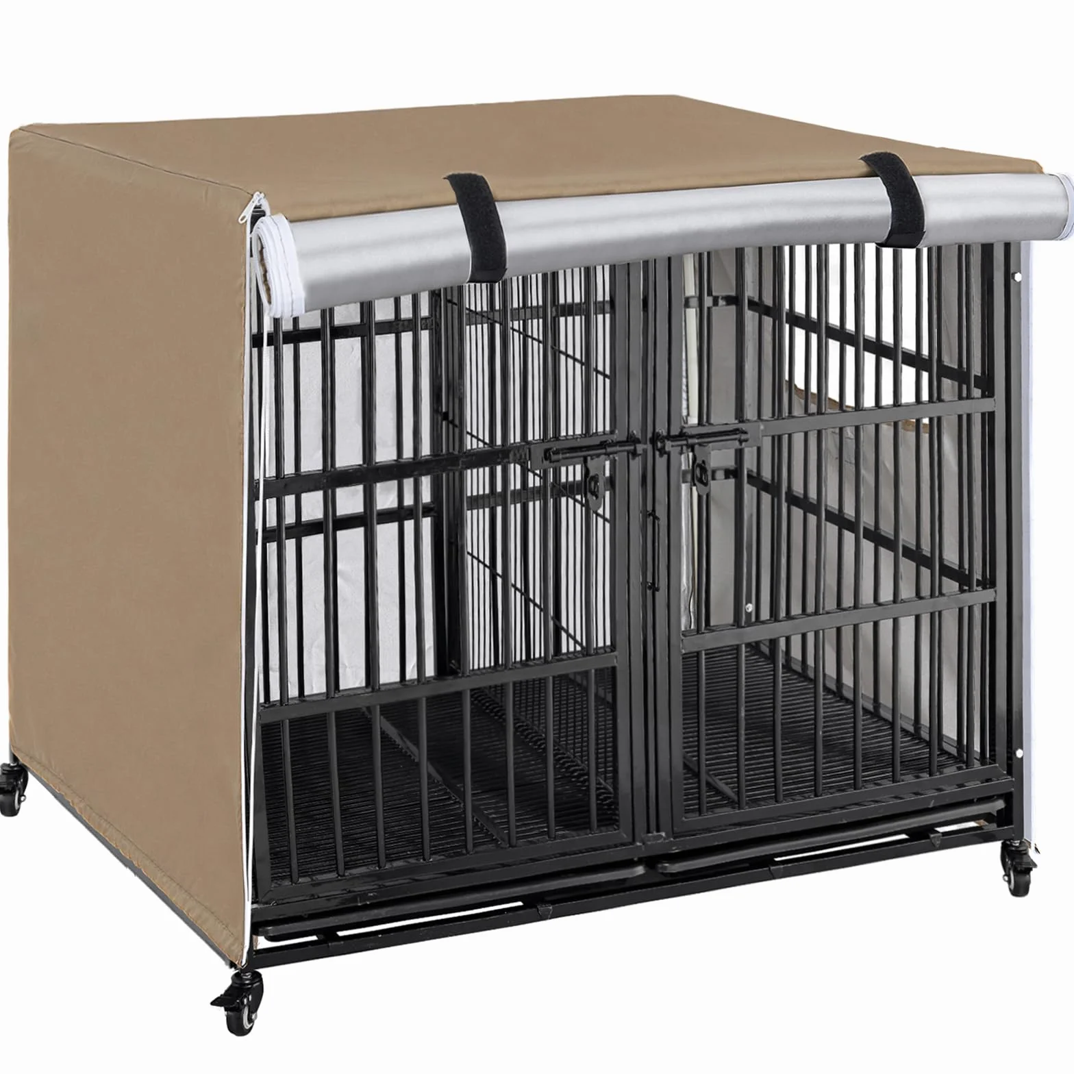 OUUTMEE Funda para jaula de perro de alambre de 24 pulgadas, cubierta impermeable de tela Oxford 210D para perrera, resistente al viento, cubierta para jaula de perro para protección interior y