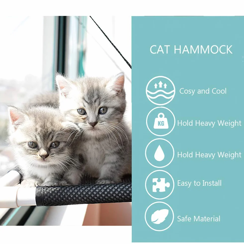 Ventana de Gato Cama de Hamaca, Cama Hamaca para Gato Estantes de Seguridad para Asientos de Descanso para Mascotas, Grandes para Tomar la Siesta y Tomar el Sol (Soportar hasta 10kg)