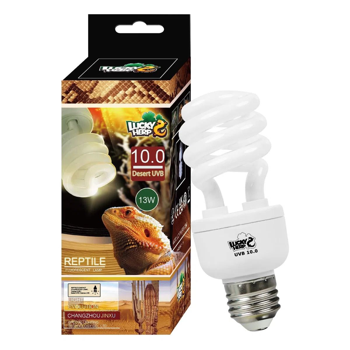 LUCKY HERP lámpara uvb de terrario, reptiles UVA UVB 10.0, E27 compacta para gamones, tortugas, serpientes, lagartos, reptiles y anfibios