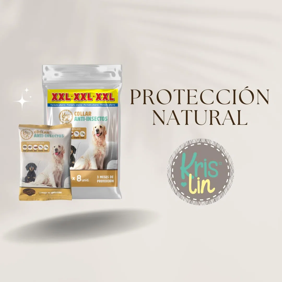 Pack de 8 Collares antiparasitarios para Perros con Margosa, geraniol y lavandino | Protección contra garapatas, Moscas, Mosquitos y flebótomos | Cítrico | Marrón | 57 cm