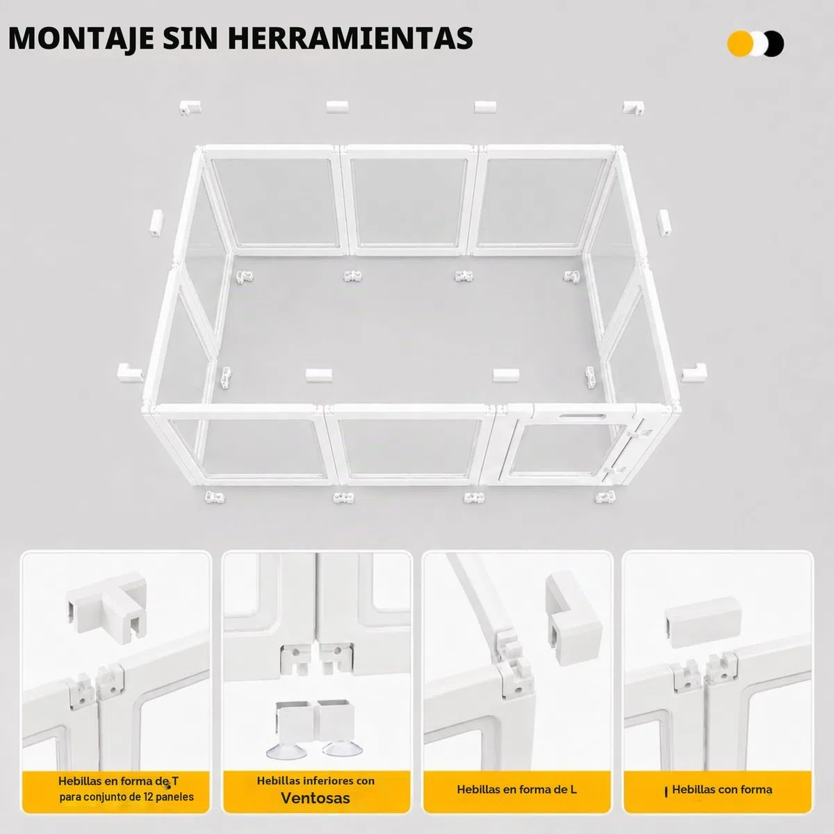 EVERFRONT Corral de plástico acrílico transparente para perros, fácil de montar, corralito para cachorros y gatos