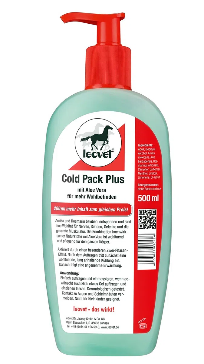 Leovet Pomada para Caballos de Farmacia Cold Pack Plus, dispensador de 500 ml