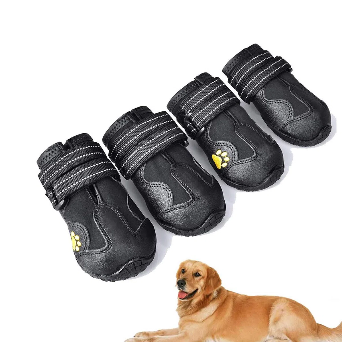Botas para Perros de 4 Piezas, Zapatos Impermeables Con Correas Ajustables Reflectantes para Medianos y Grandes (A, 8)