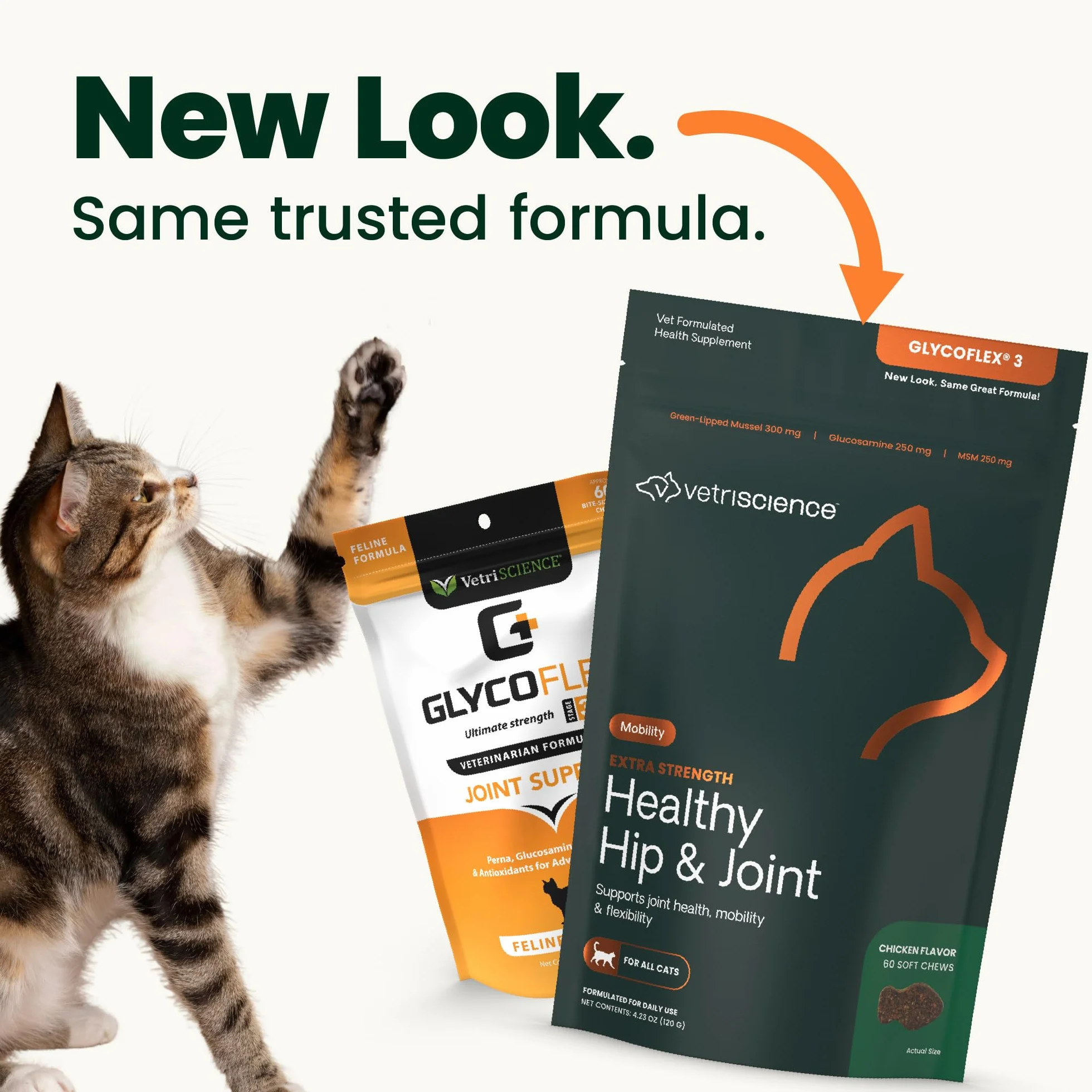 Vetri-Science Laboratories Glyco Flex 3 Cadera y suplemento Conjunta para Gatos, Bite tamaño – Chucherías