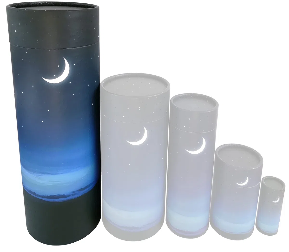 Tubos de dispersión de noche estrellada para cenizas adultas - Urnas de cremación de cartón biodegradable (grande)