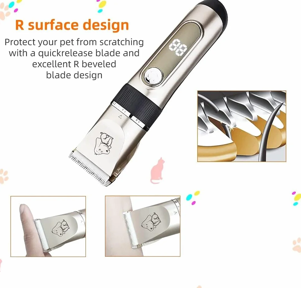 KAEFUYS 5 en 1 Máquina Cortar Pelo Mascotas Recargable IPX7 Impermeable Silenciosa y Velocidad Ajustable Cortapelos para Perros Profesional con Cortaúñas Peine Lima Tijeras y 6 Peines