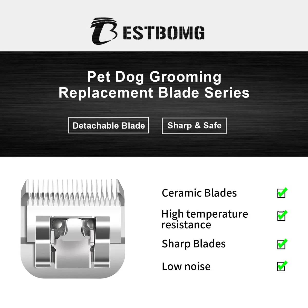 BESTBOMG Cuchilla de repuesto para aseo de perros compatible con cortaúñas Andis/Wahl/Oster (10+40+7FC+5FC+4FC)