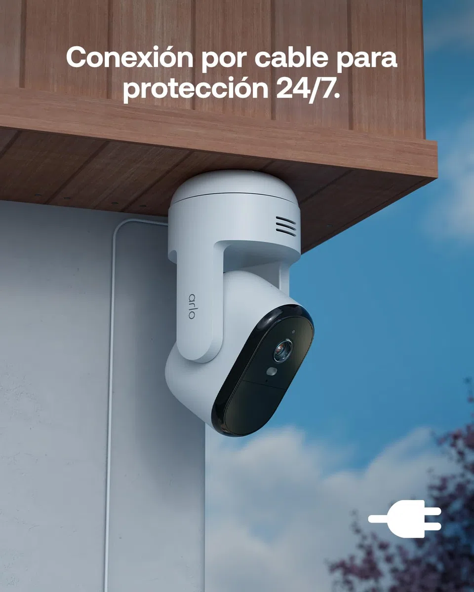 Arlo Essential 3 HD con rotación 360º Horizontal, Vertical y Zoom, Camara Vigilancia WiFi Exterior HD, Sensor de Movimiento, Alarmas, Visión Nocturna En Color, Prueba Secure Incluida, 2 Cámaras