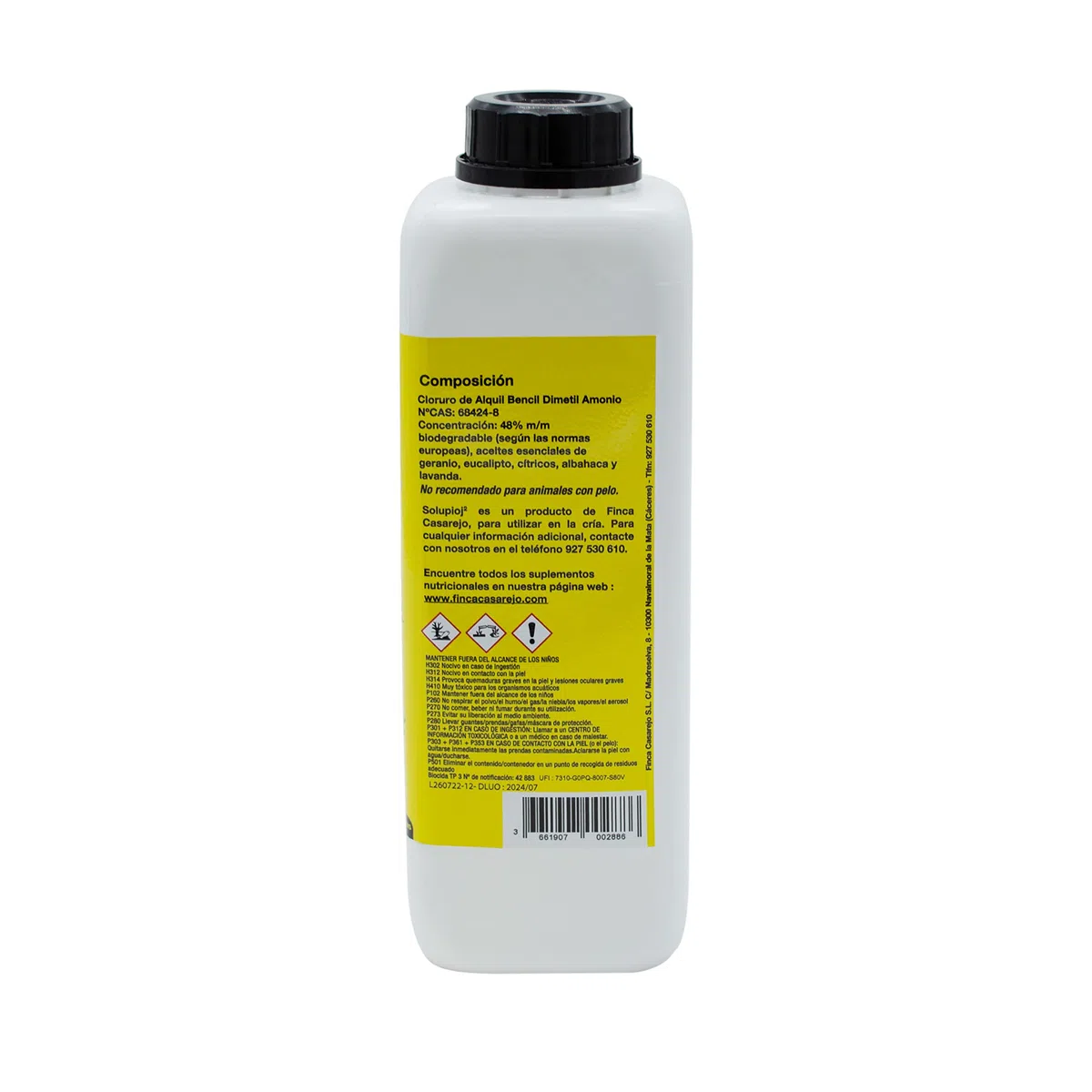Solupioj (1 litro) - Solución Biodegradable para Eliminar Parásitos Externos como Piojo de Las Gallinas, Ácaros, Garrapatas, Chinches - Desinsectante para Instalaciones de Animales