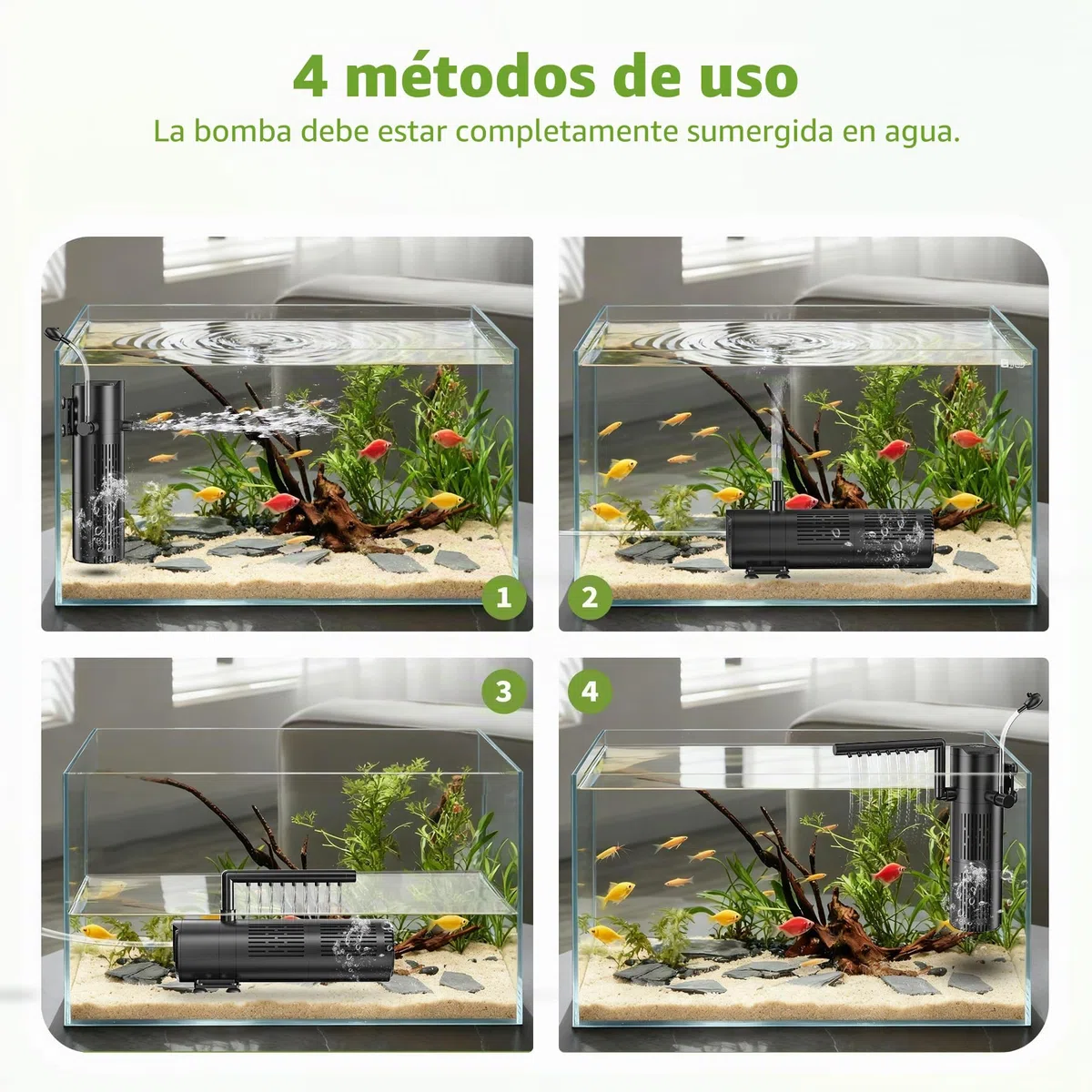 Forever Speed Filtro Acuario Interno con lámpara UVC 6W y Filtro pecera 5 en 1, para acuarios de 40L a 100L (500L/H)