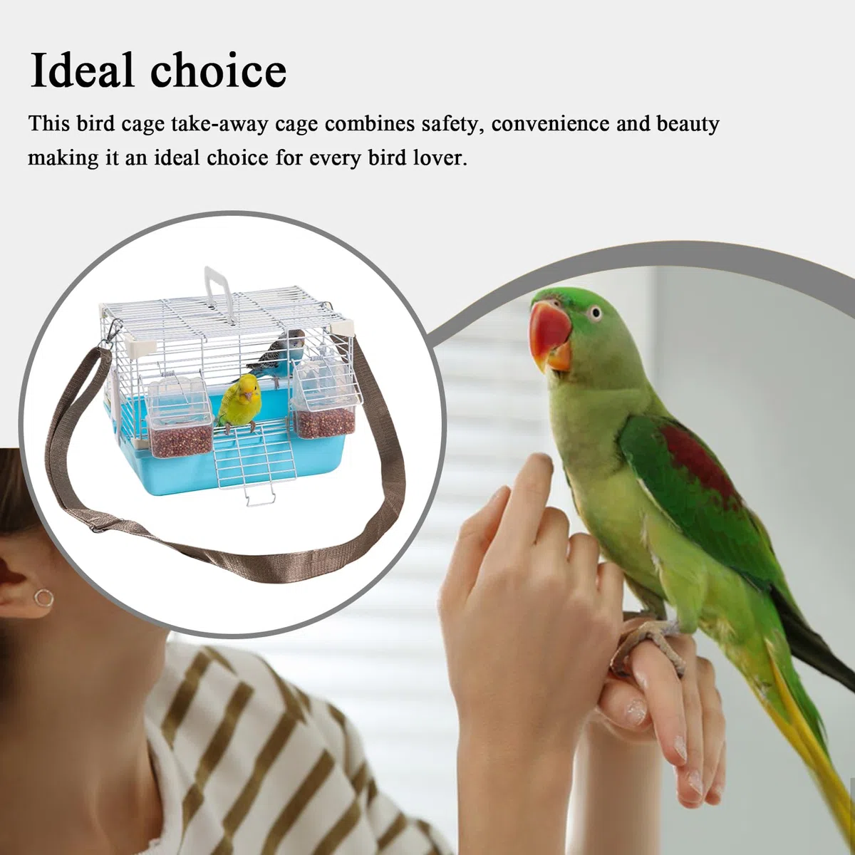 Jaula para loros, jaula de viaje para pájaros con correa para el hombro y bandeja inferior extraíble, jaulas portátiles para animales pequeños, para cacatúas, peonías, perlas, municiones
