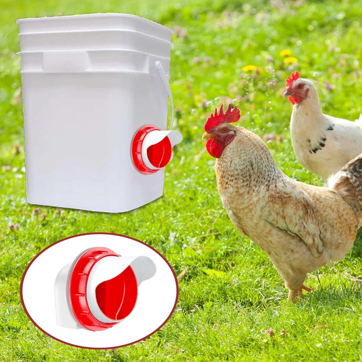 6 Unidades, Dispensador Automático De Comida Para Gallinas, Comedero DIY Sin Desperdicio, Accesorio Automático Para Cubos, Cajas, Barriles, A Prueba De Ratas, Impermeable (Rosa)