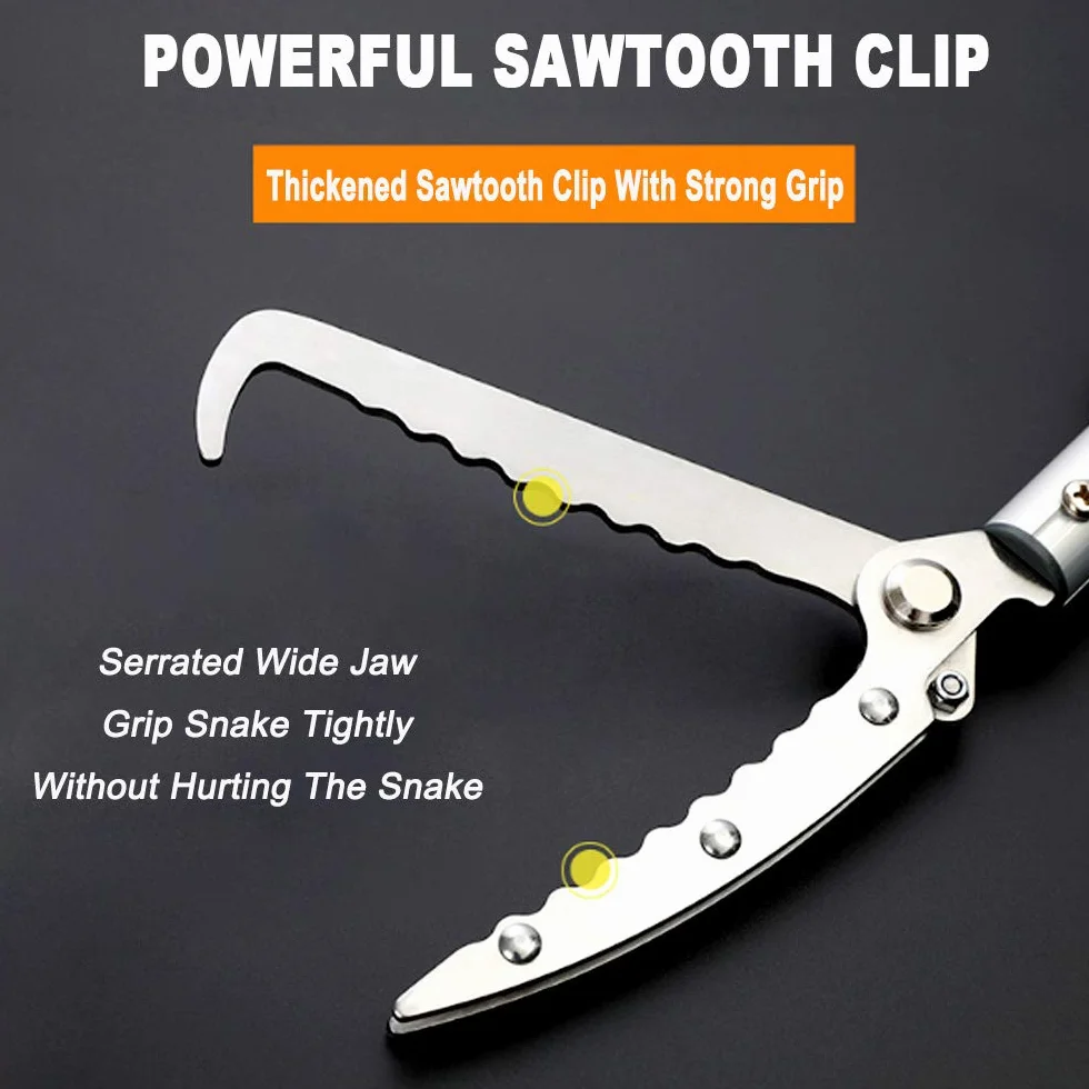 Serpiente Tong Pinza capturador de Serpiente de Cascabel de Piel de Serpiente de aleación de Aluminio Profesional Amplia mandíbula Herramienta de manipulación con Bloqueo y Agarre
