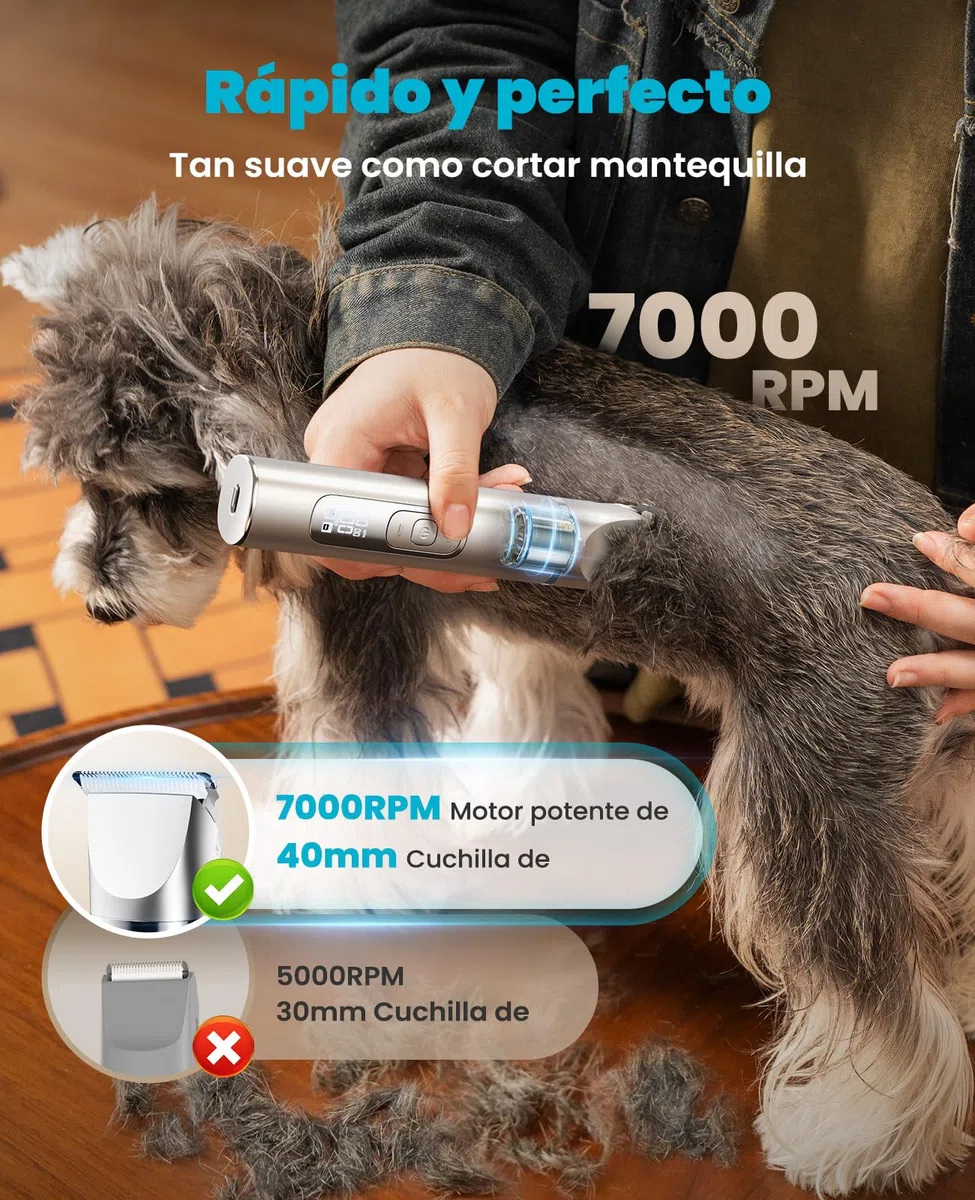 oneisall 4 en 1 Silencioso Maquina cortar pelo perros y Gatos, Impermeable IPX7 Cortapelos Perros, Profesional Maquina de Cortar pelo Perro&Cortapatas&Pulidora para Cuerpo, Patas, Ojos, Orejas y Cara