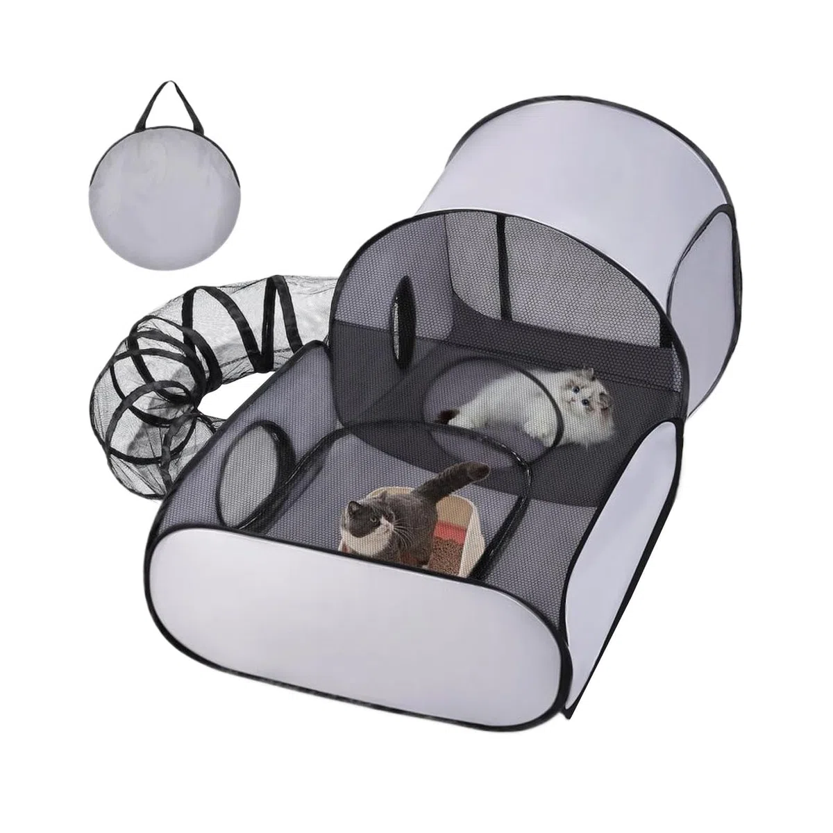 Cat Playpen - Cat Enclosure Tunnels, Dog Play Pen, Foldable Enclosure House Interactive Toys Exercise Playground for Kitten Puppy Small Animals Travel Outdoor, Portable Pets Playpen