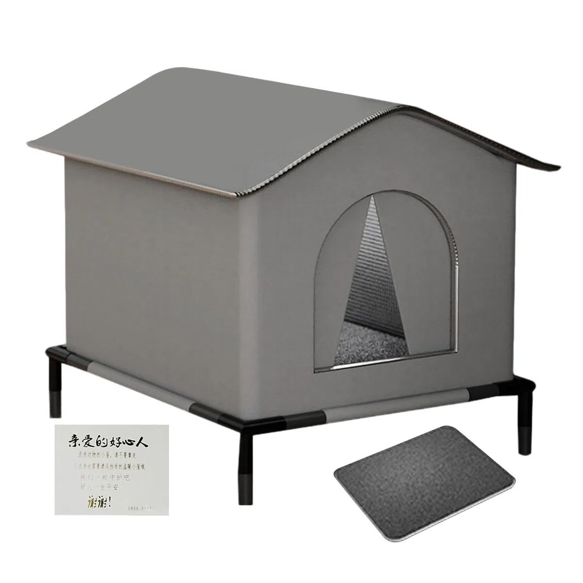 Caseta para Gatos Exterior | Refugio Cálido para Mascotas en Invierno con Alfombrilla y Puertas - Cueva para Mascotas con Aislamiento Térmico para Jardín y Terraza