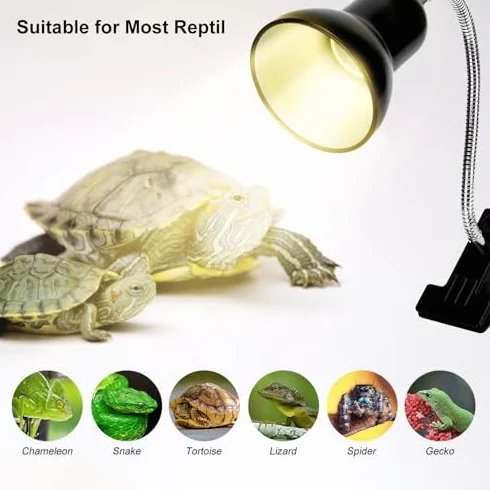 Pssopp Soporte Ajustable para Lámpara de Reptiles, Clip Flexible para Lámparas de Calor y Luz Solar, Compatible con Hábitat de Mascotas, Versión UE
