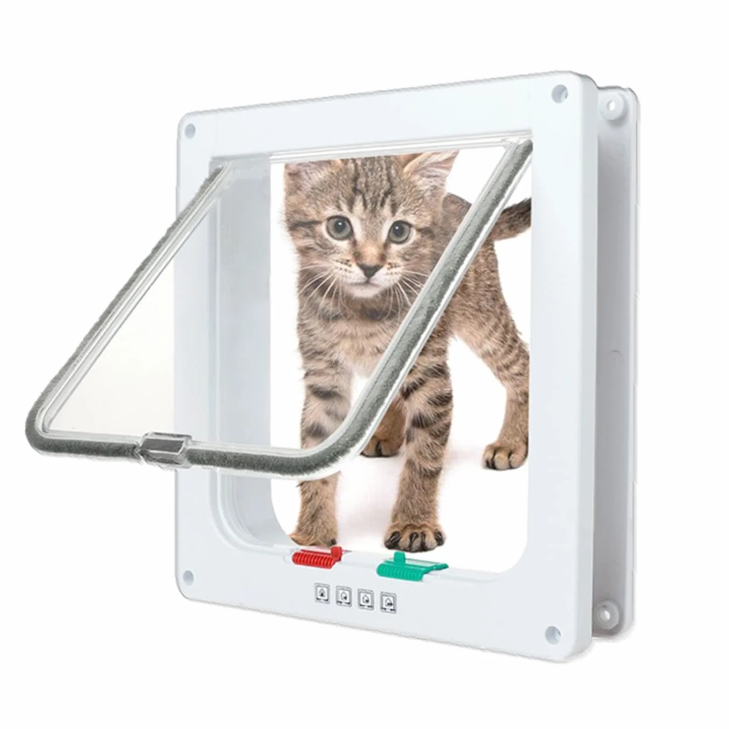 NEWFUN Puerta para Gato con Cierre magnético de 4 vías,Perros Grandes, Gatos y Mascotas, Fácil de Instalar con Marco Telescópico,Puerta para Gatos con túnel, 25 * 23.5 * 5.3cm