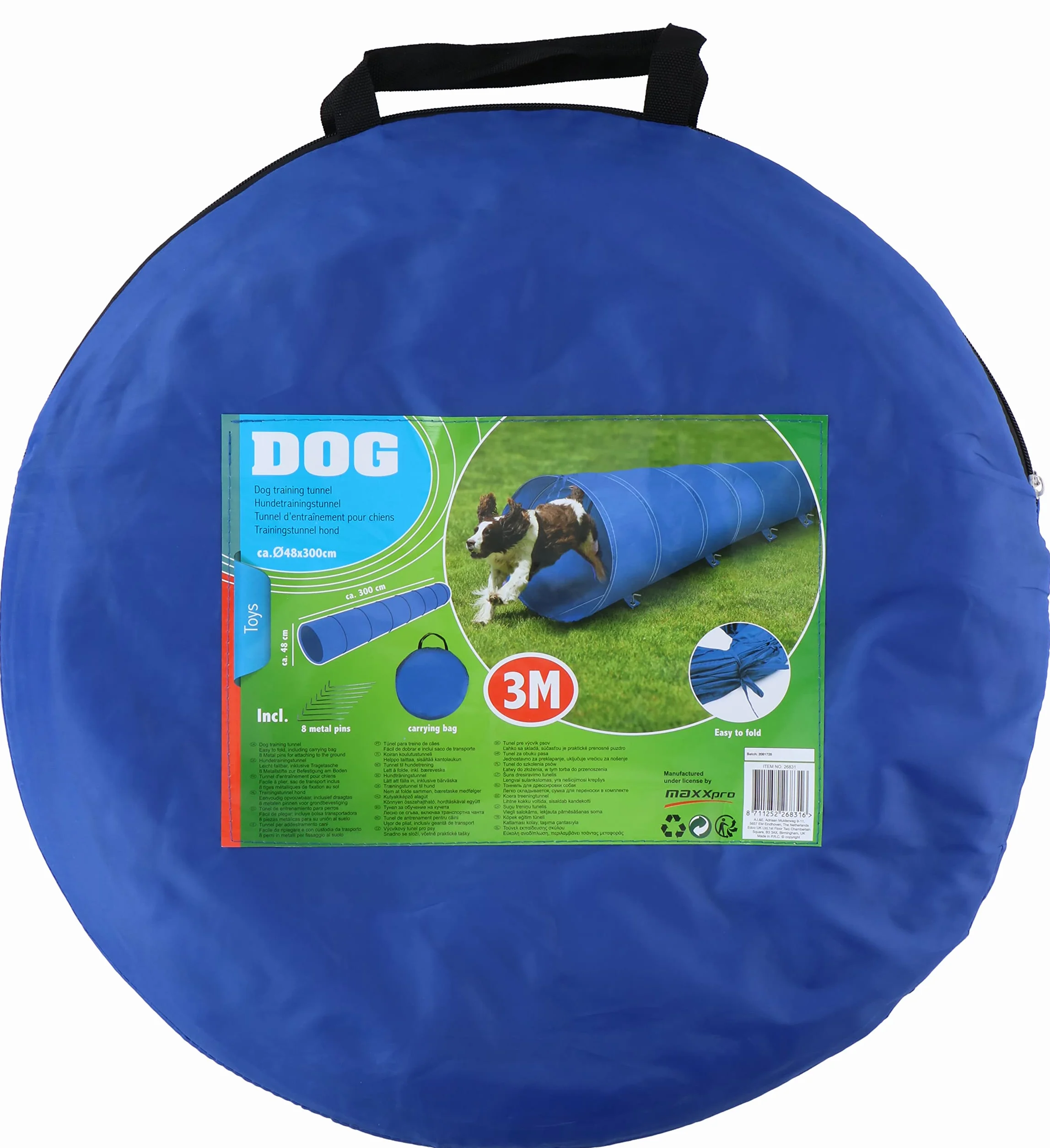 maxxpro Túnel para Perros – Agility Set – Plegable – Ligero – con Bolsa de Transporte y piquetas – 3M
