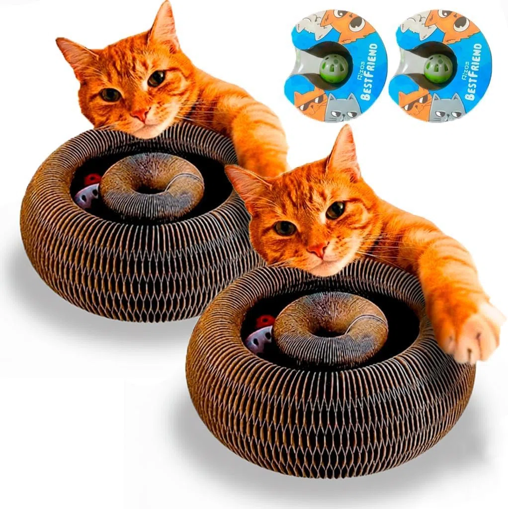 Rizos Bestfriend Juguete Rascador Interactivo para Gatos - El último Ejercicio Mental y físico Interactivo para Gatos de Interior (Pack de 2)