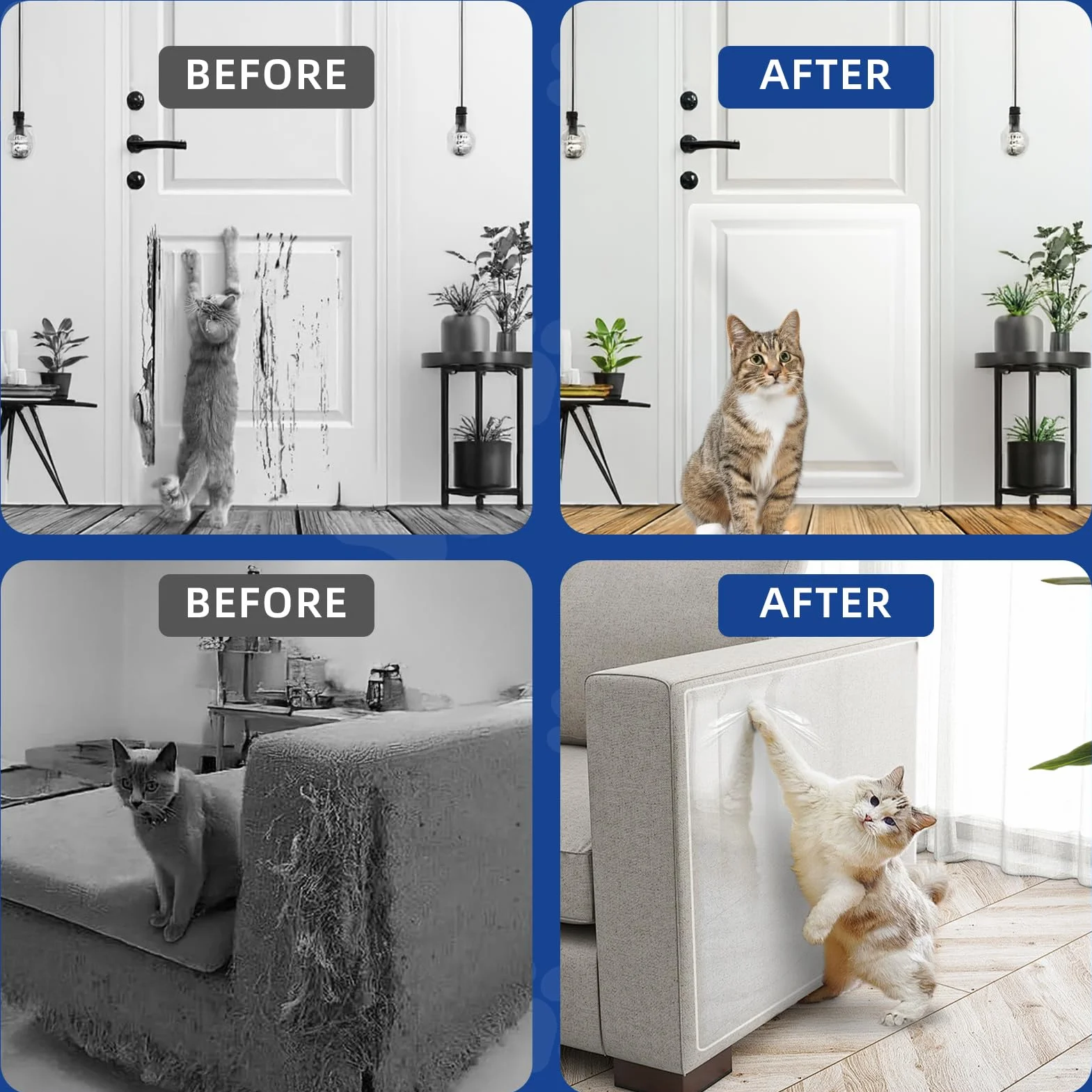 TOOSOFt - Protectores de sofá de plástico para Mascotas (5 m x 42 cm), Adhesivo Grande antiarañazos para Gatos, Protector de Muebles – Cinta Adhesiva Transparente para Evitar arañazos de Perros para