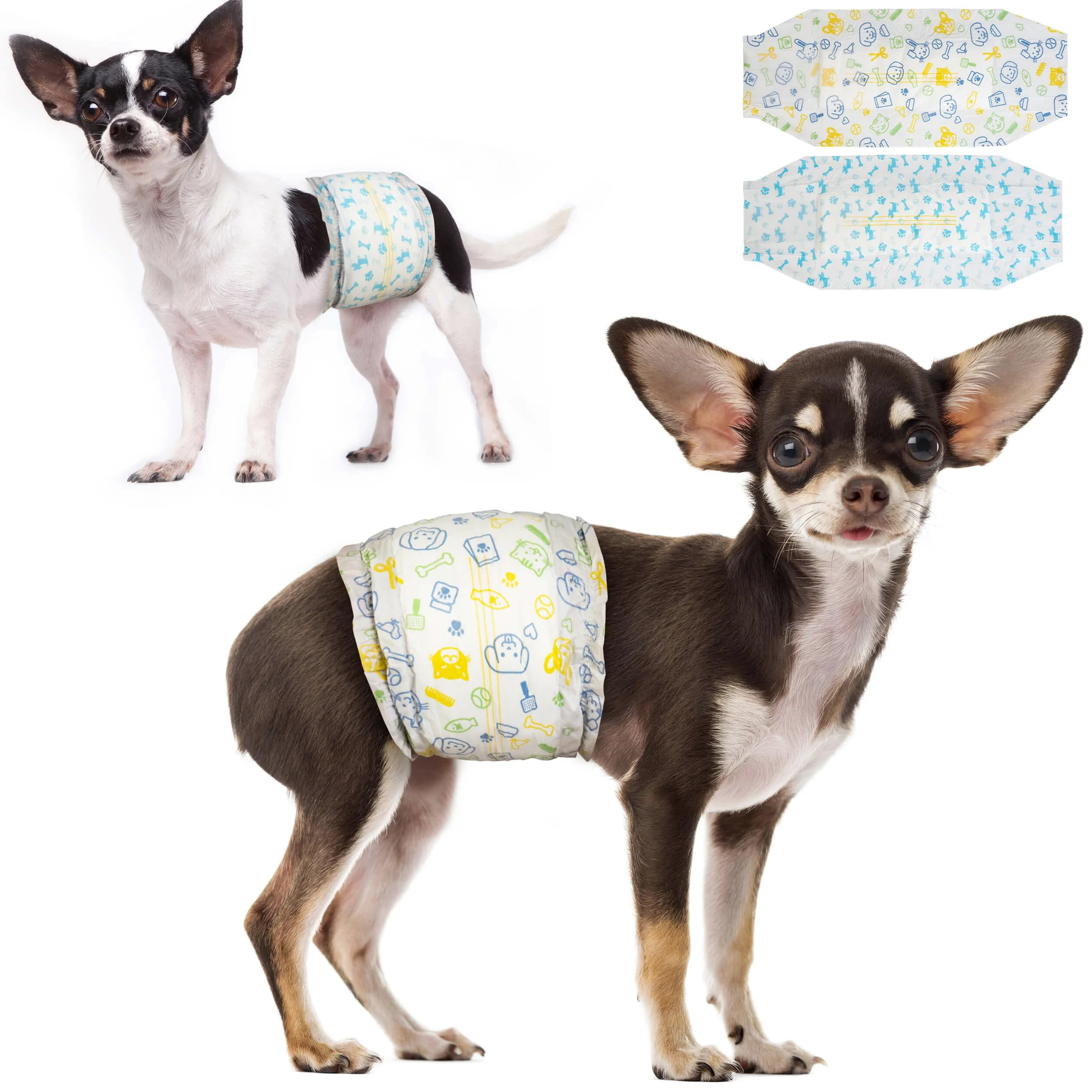 Dono pañales Perros Macho Desechables, 48 Unidades, Pañales para Perros, Super Absorbente a Prueba de Fugas, Vientre envolturas, Incontinencia, S (30-48 cm)
