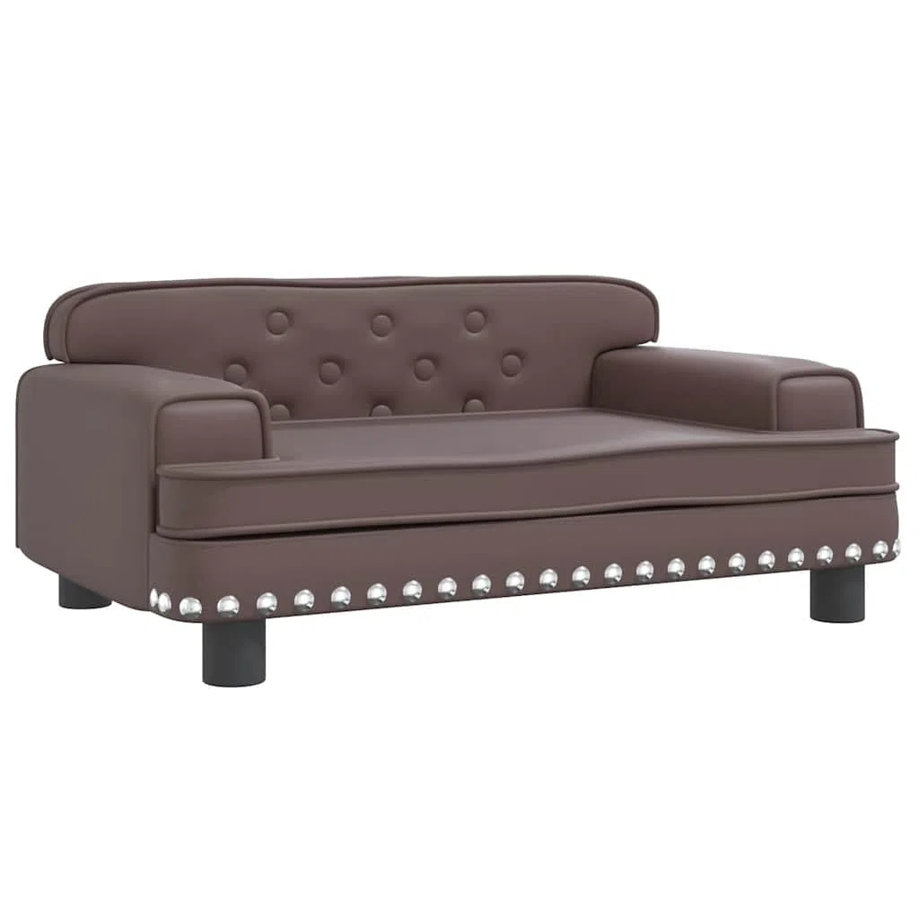 vidaXL Cama para Perros de Cuero sintético marrón 70x45x30 cm, sofá para Perros, Cama para Cachorros, Asiento para Perros, sofá para Mascota