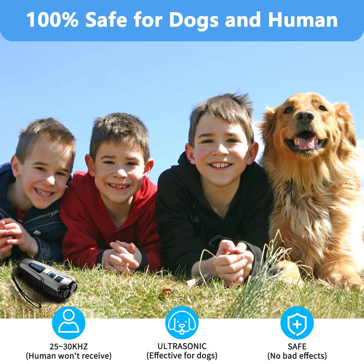 Love begans Antiladridos para Perros, Dispositivo Recargable Ultrasónicos Ahuyentador de Perros de Mano, Alcance Efectivo de 5M, Ultrasonido para Cachorros Perros Pequeños, Medianos y Grande
