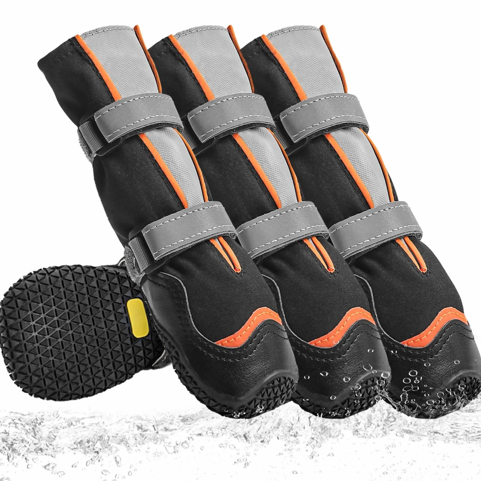 OHCOZZY Zapatos Perro Impermeables Profundos, Botas Altas del Perro con la Lengüeta en Forma de V, Resistente al Desgaste Suela Protector de la Patas Perros Pequeños, Medianos y Grandes 4 Piezas,L