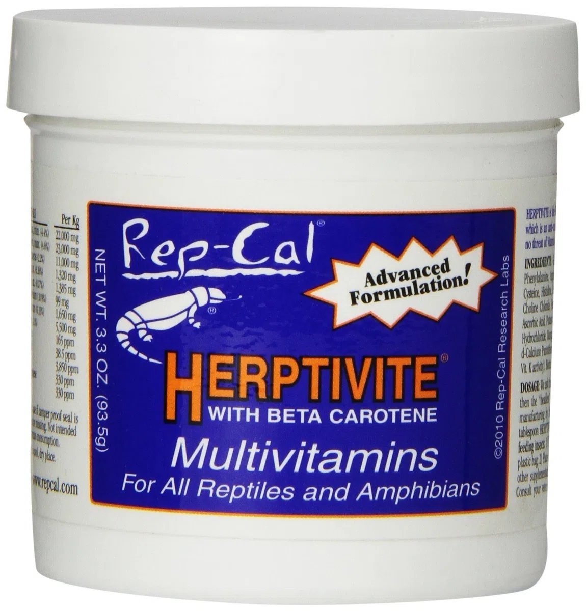 HERPTIVITE Multivitamin for reptiles and amphibians (3.3 oz) Blue Bottle, by Rep-Cal Herptivite Multivitamins