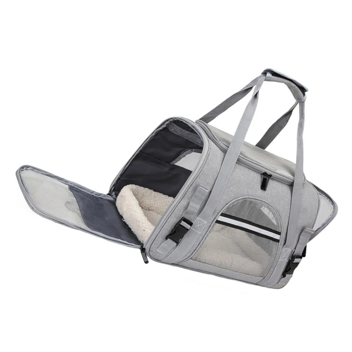 BESTonZON Transportín Portátil para Mascotas Bolsa Transpirable para Perros y Gatos para y Senderismo Material Oxford Resistente y Color Gris