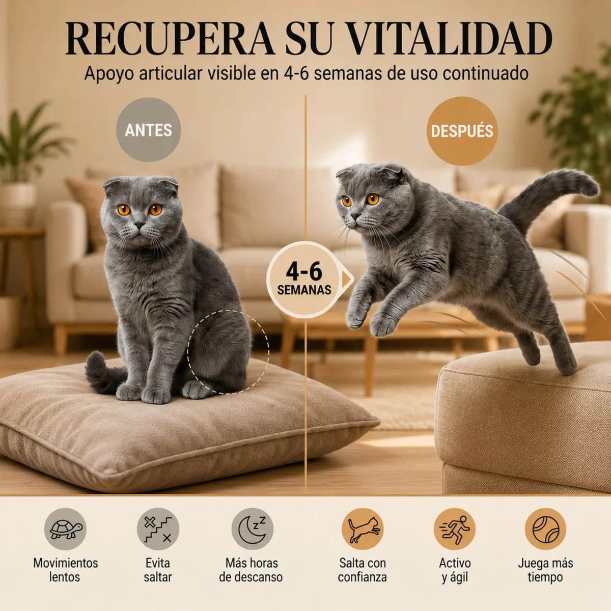 Condroprotector Gatos en Polvo 220g - Suplemento Articulaciones con Colágeno, Glucosamina, Condroitina, Ácido Hialurónico y Mejillón Verde - Apoyo Movilidad Gatos Mayores y Adultos - Jumpcare