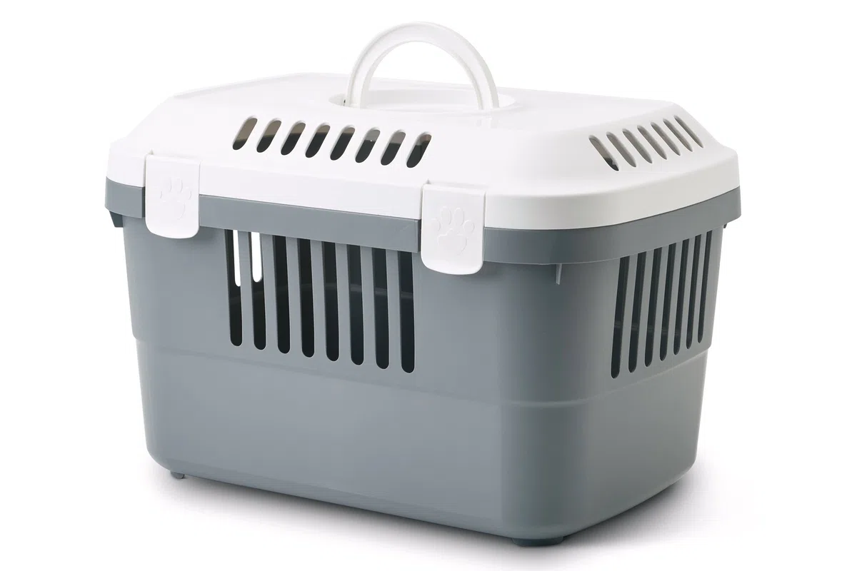 Savic Transportín para Mascotas, 48,5 x 33 x 31,5 cm, Color Blanco y Gris frío