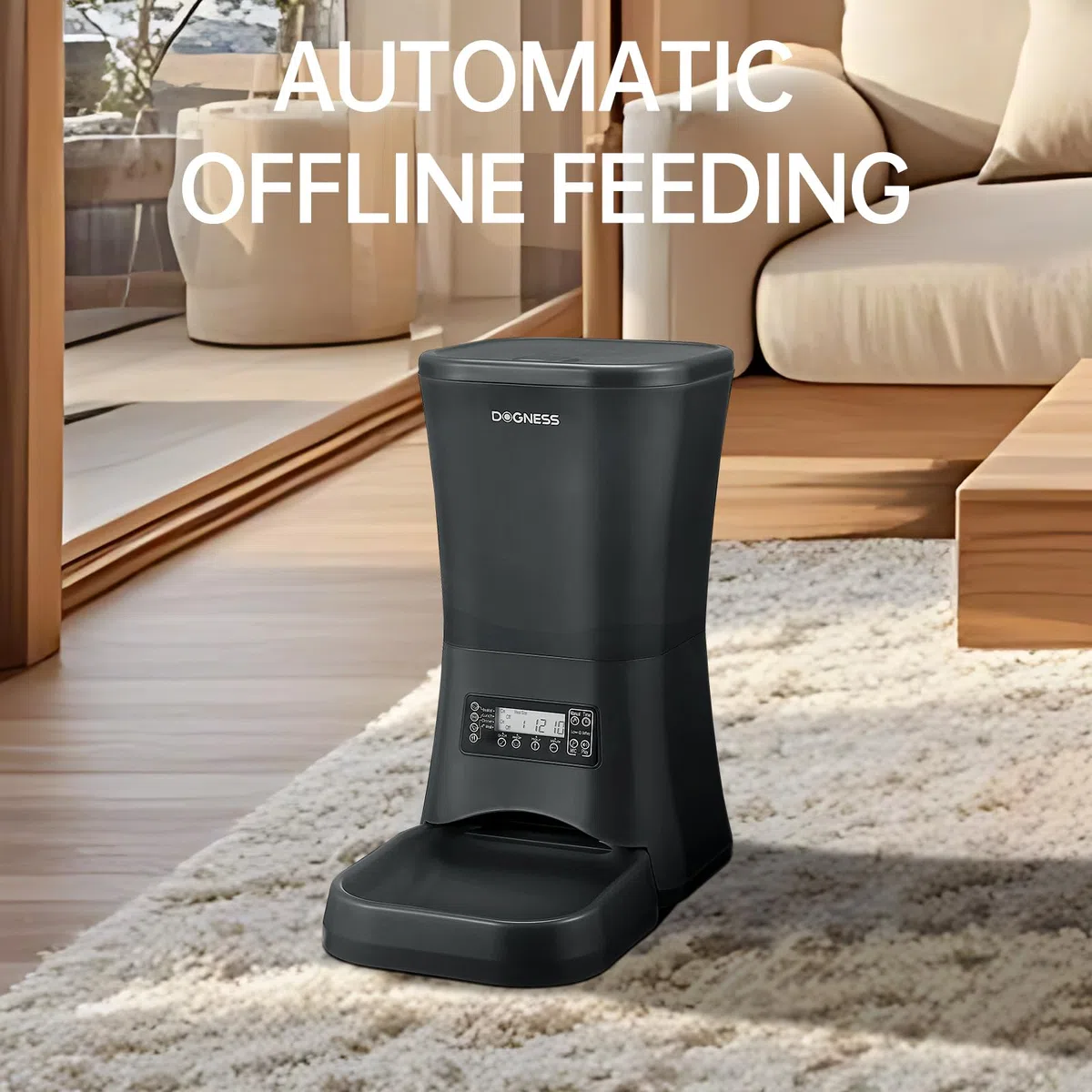 DOGNESS Comedero automático para perros 9L para perros grandes, dispensador automático de comida para perros con temporizador, extragrande, dispensador automático programable de alimentos para
