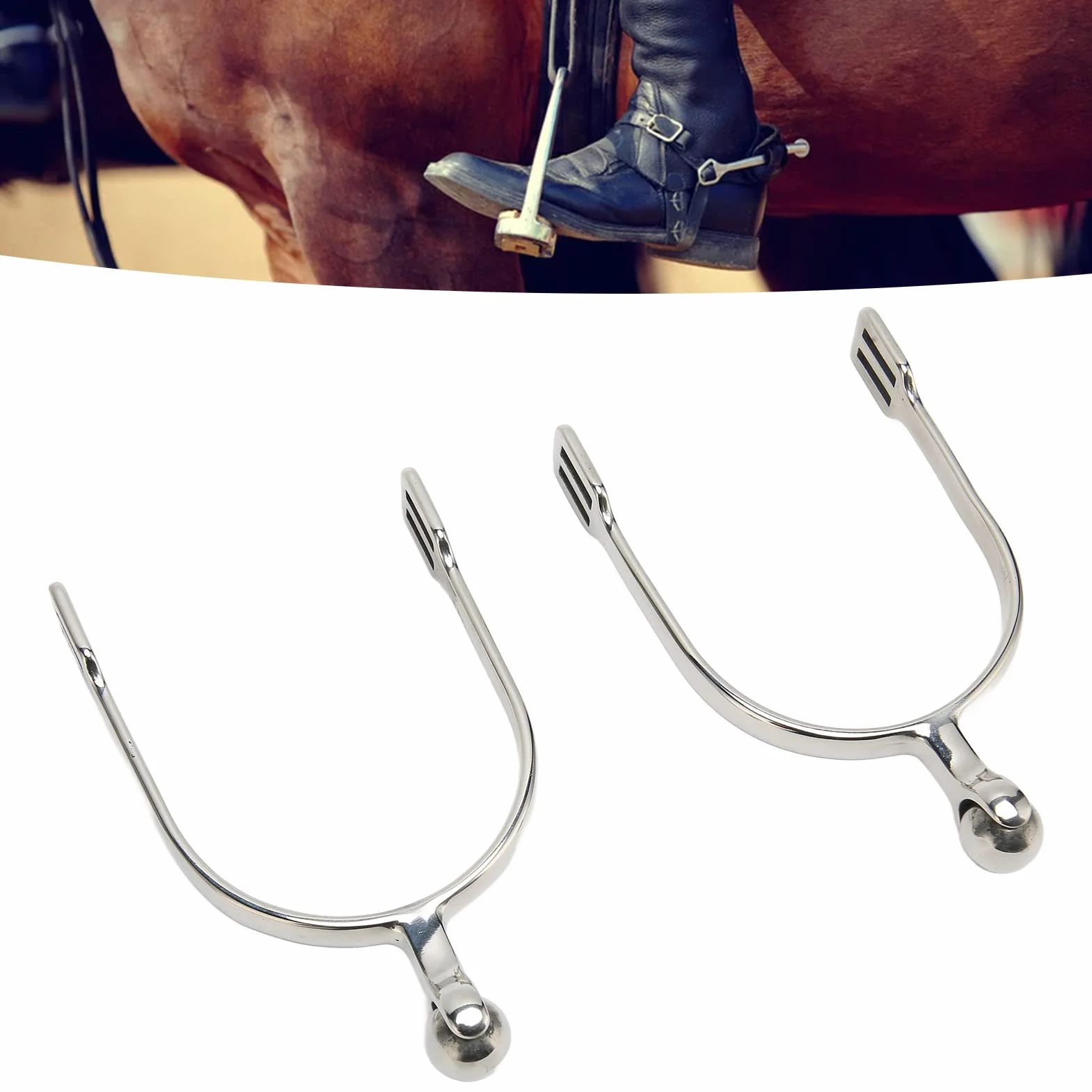 Esporas de caballo ,duraderas ,compactas ,bordes redondeados ,acero inoxidable ,seguro ,fácil de controlar ,2 unidades para botas de equitación