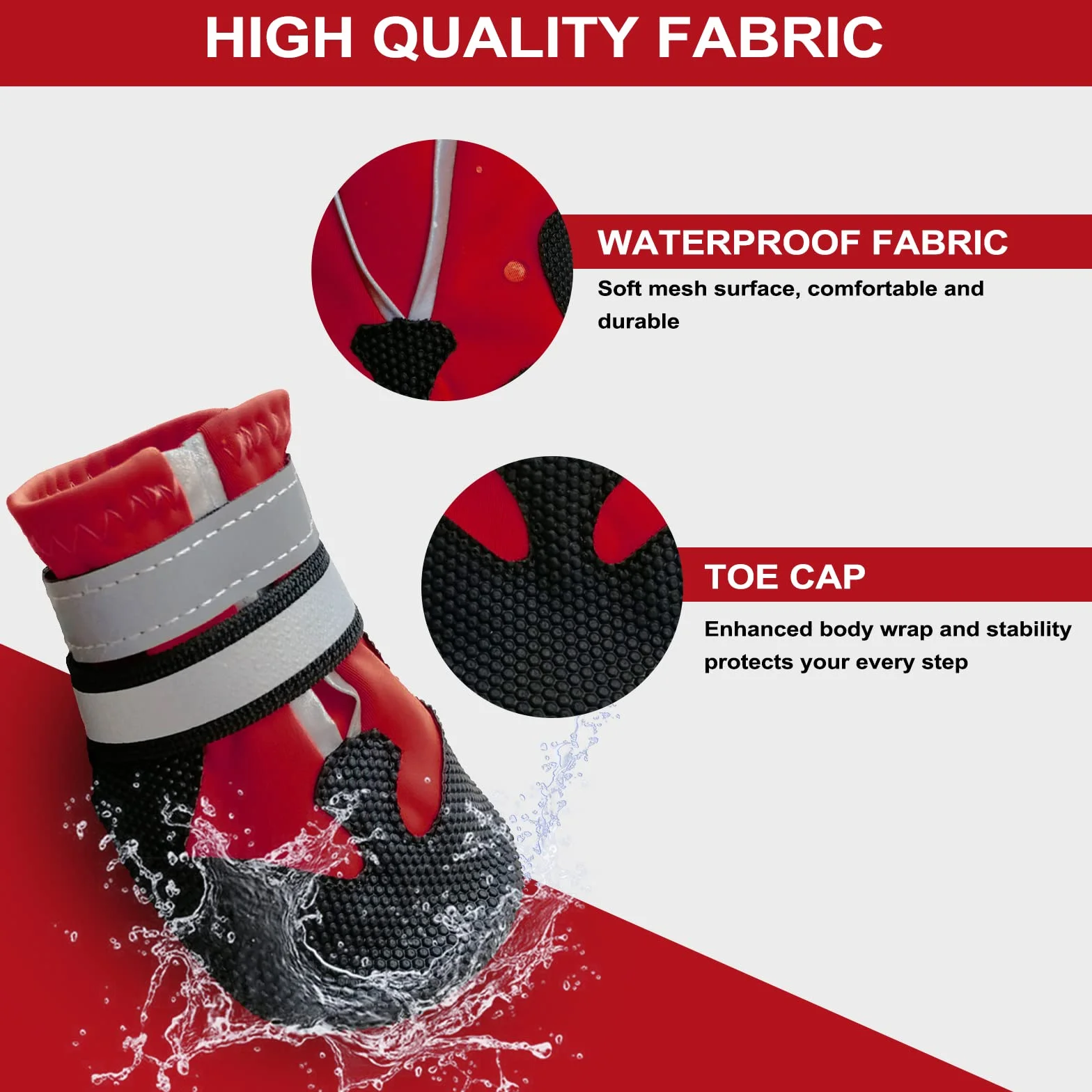 Zapatos para perro, botas impermeables para patas lesionadas, juego de 4 botas impermeables para perro con correas reflectantes ajustables y suela antideslizante para perros pequeños, medianos