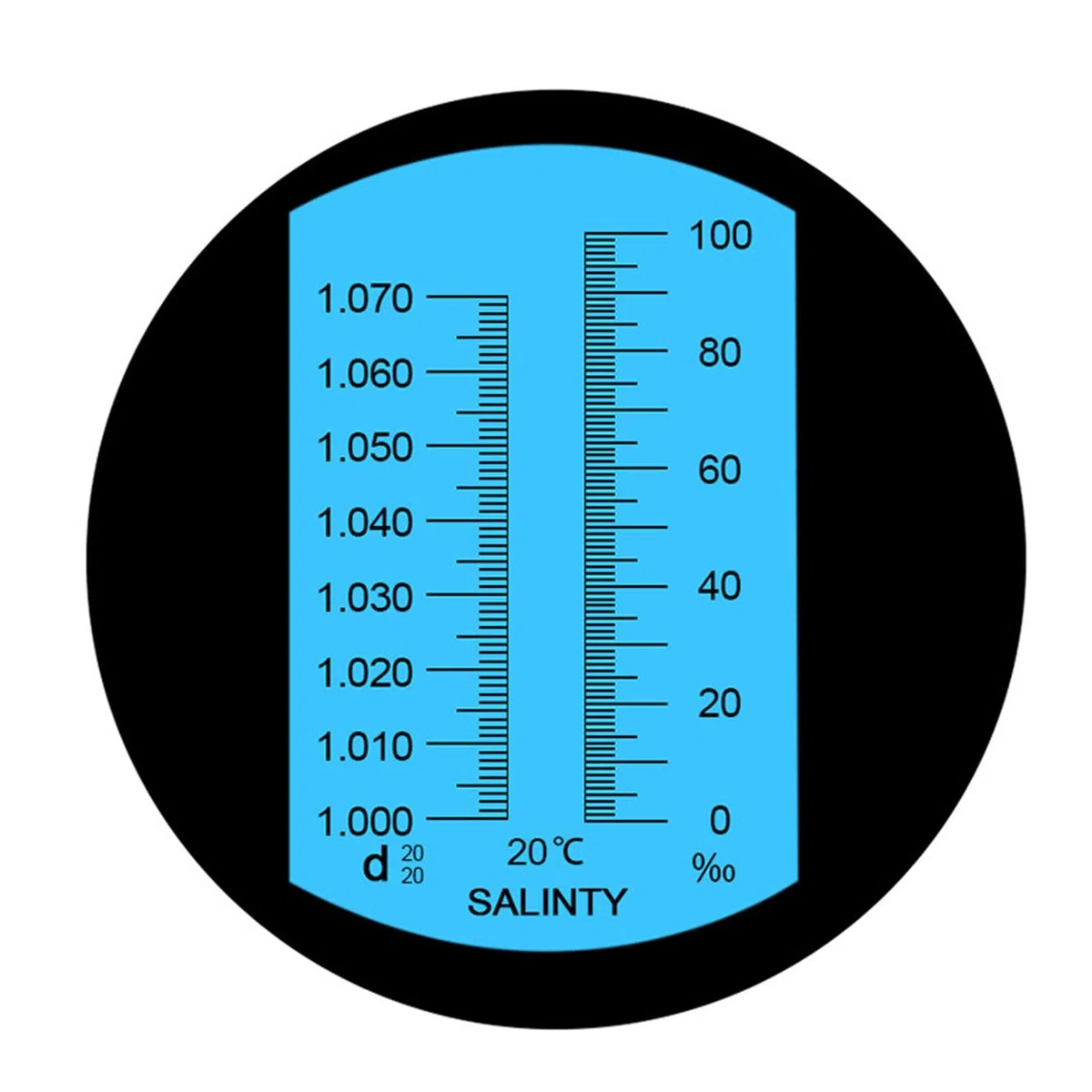 Medidor de concentración de sal de agua de mar, refractómetro de salinidad 0 a salinómetro 1.000-1.070 para acuario, refractómetro portátil de salinidad de mano