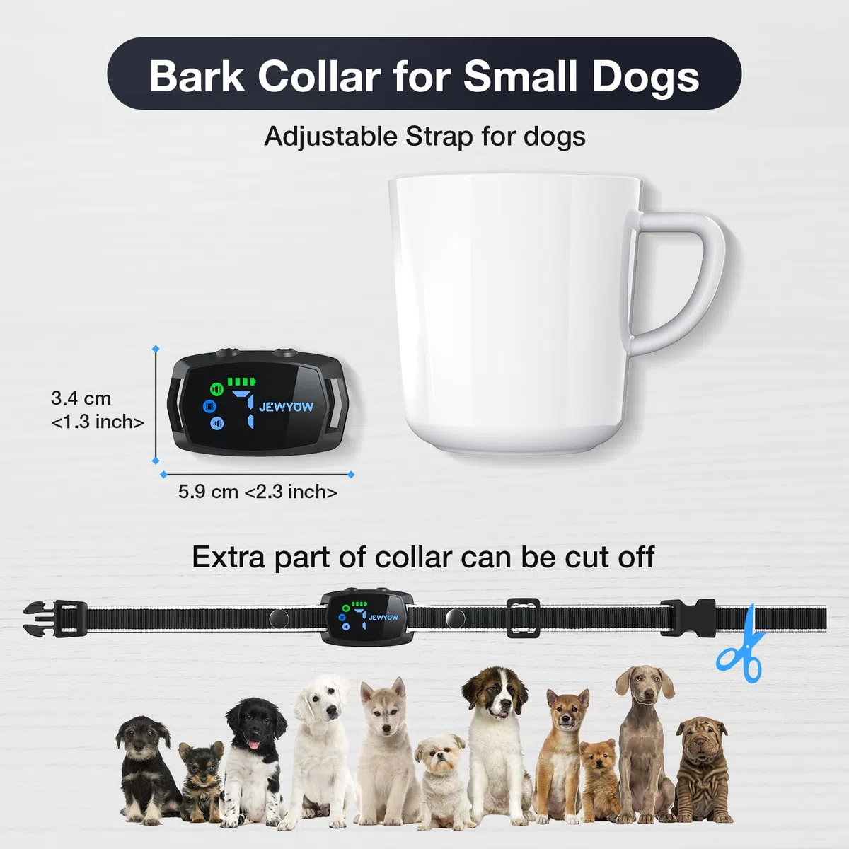 Collar Antiladridos para Perros, Collar Antiladridos Recargable Inteligente para Perros Pequeños y Grandes, 7 Sensibilidades Ajustables, 3 Modos, Resistente al Agua IP67